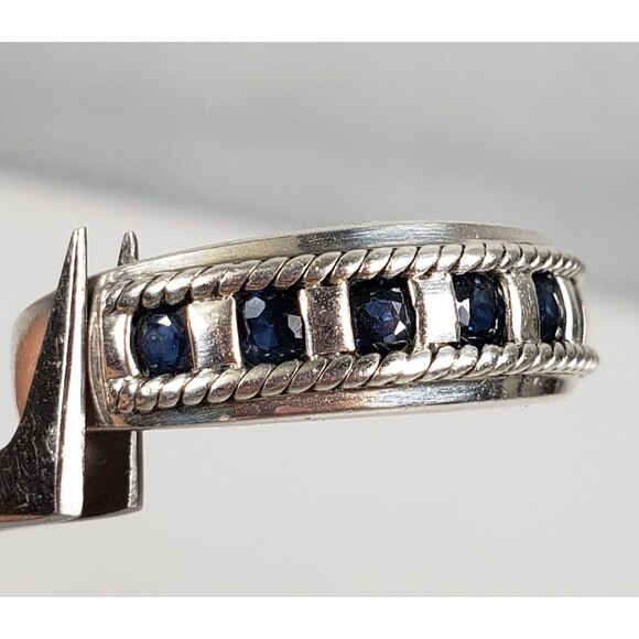 Vintage Signed CNA 7 Deep Blue Sapphire Sterling Silver 925 Ring Size 9 - Picture 13 of 17